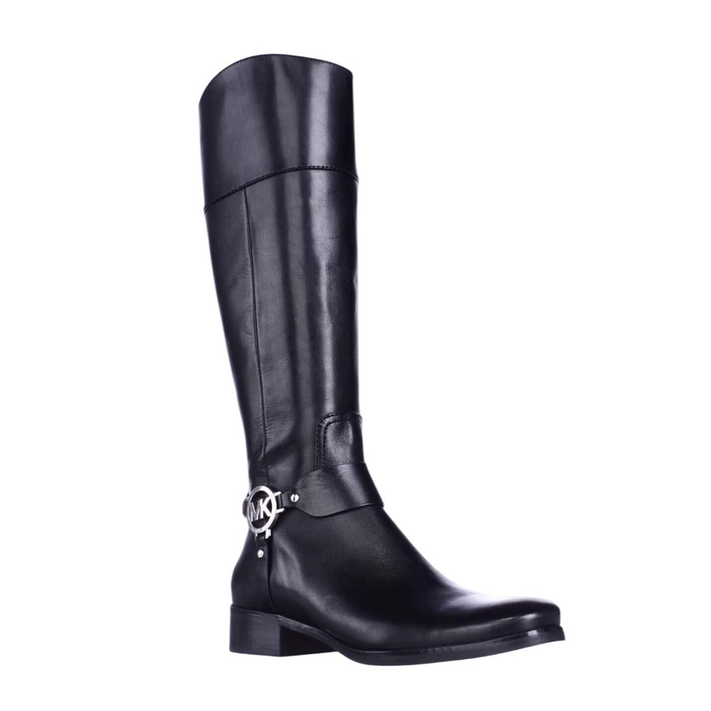 Michael Kors Fulton Black Leather Knee High Riding Harness Boots women' Size 11